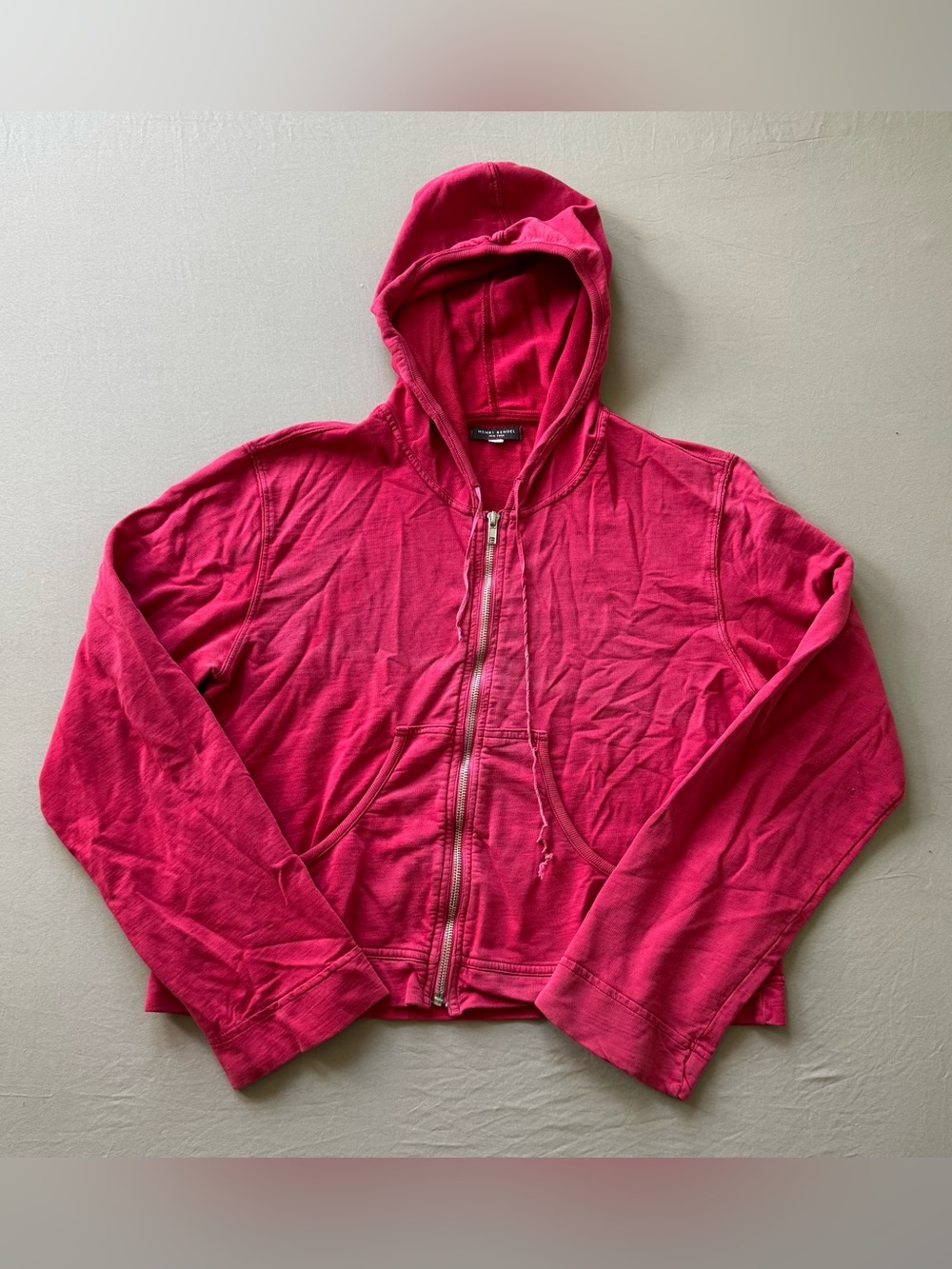 Vintage Y2K Henri Bendel Pink Crop Cotton Zip Up Hoodie